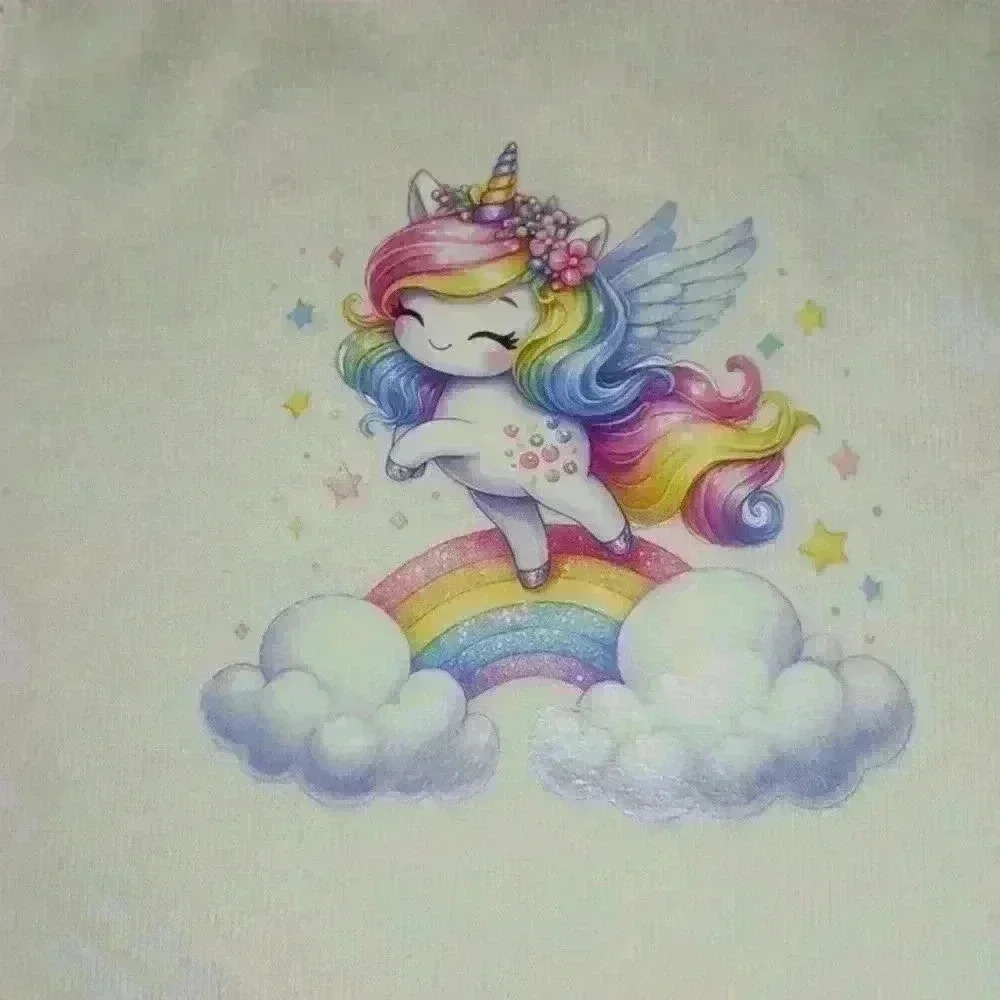 NWOT - Handmade White New Born Bodysuit - Unicorn Dancing On Rainbow